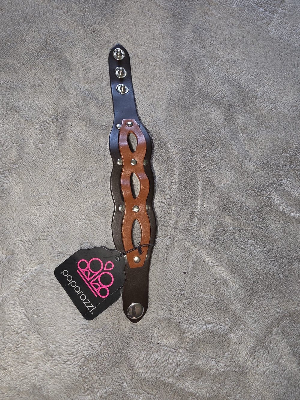 Paparazzi Two-Tone Brown Leather Adjustable Bracelet